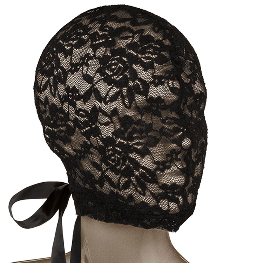 Capucha de Encaje Scandal Black Lace con Lazo - Juego Sensorial