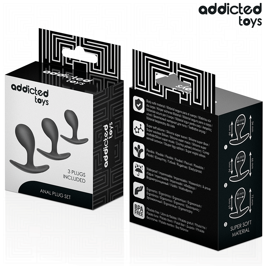 Set de 3 Plugs Anales de Silicona Addicted Toys Modelo 3