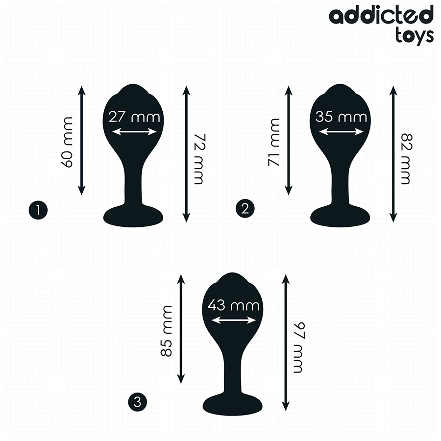 Set de 3 Plugs Anales de Silicona con Gema - ADDICTED TOYS