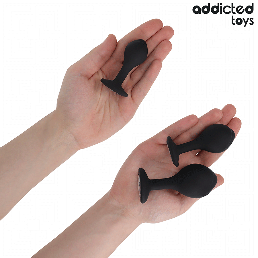 Set de 3 Plugs Anales de Silicona con Gema - ADDICTED TOYS