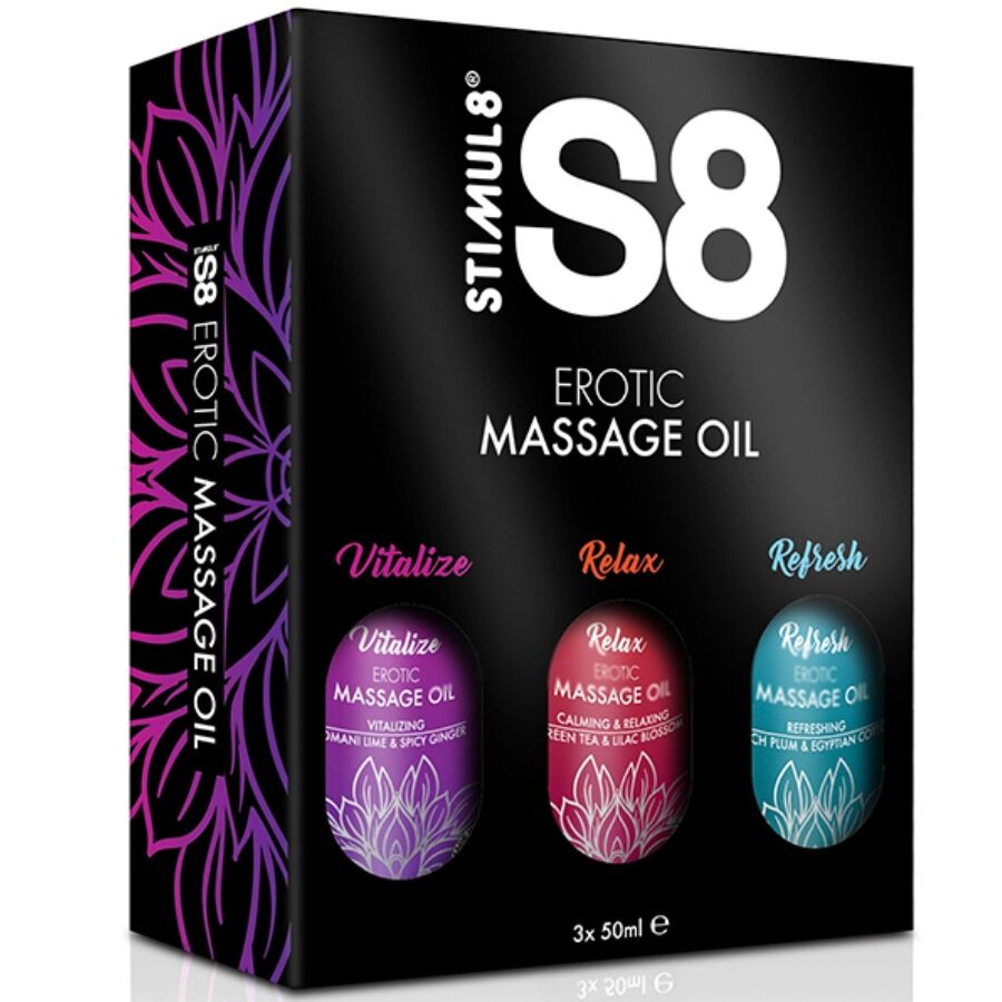Stimul8 S8 Massage Oil Box - Pack de 3 x 50 ml