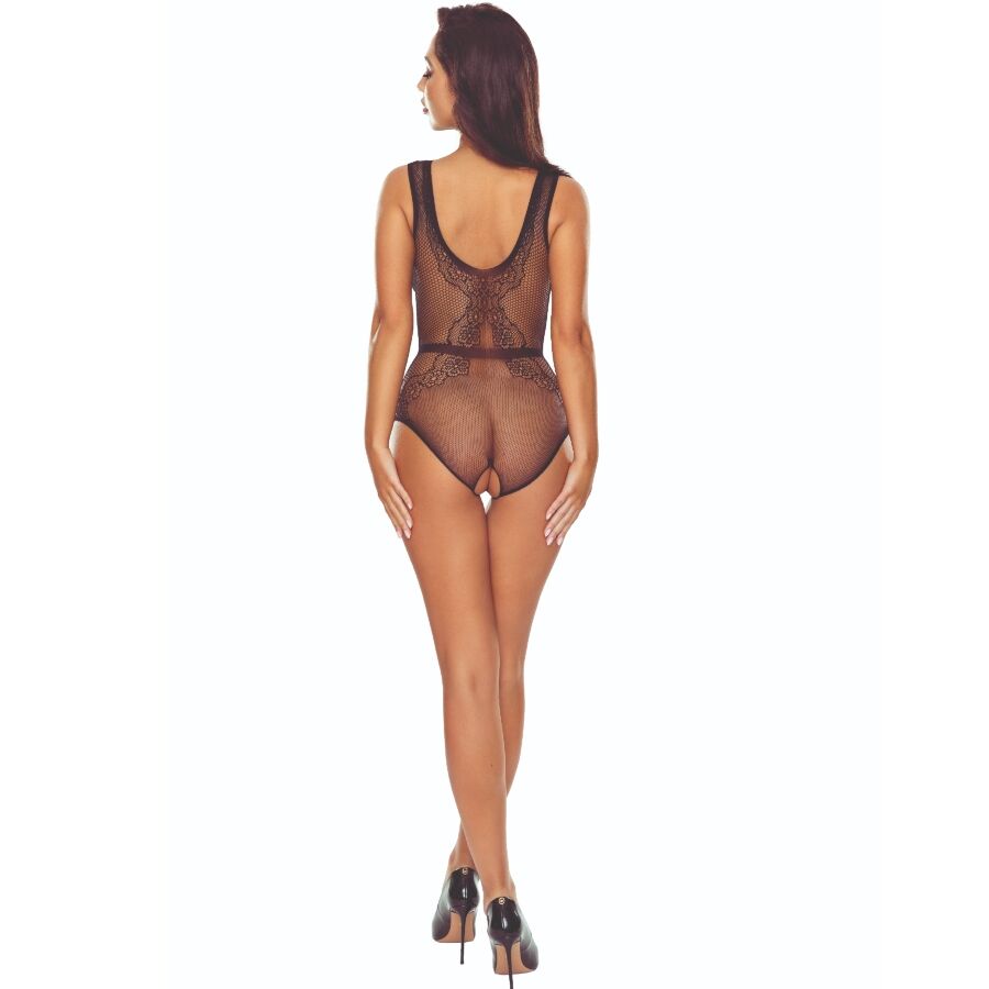 Passion BS115 Bodystocking Negro - Diseño Elegante con Grid