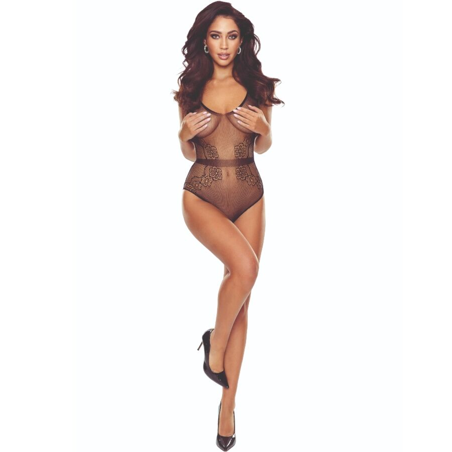 Passion BS115 Bodystocking Negro - Diseño Elegante con Grid