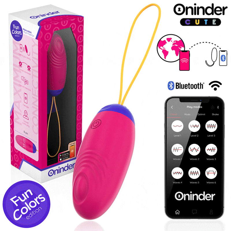 Oninder Cute Love Pleasure Vibro-Wave Tapping Silicone Egg con App