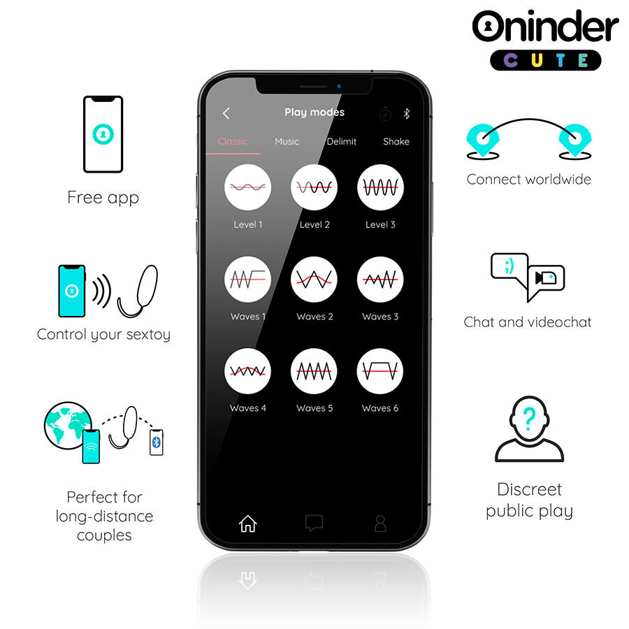 Oninder Cute Love Pleasure - Huevo Vibrador con Gemas de Silicona