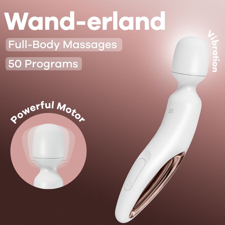 Satisfyer Wand-erland Vibrating Massager - Masajeador de Silicona Médica Blanco