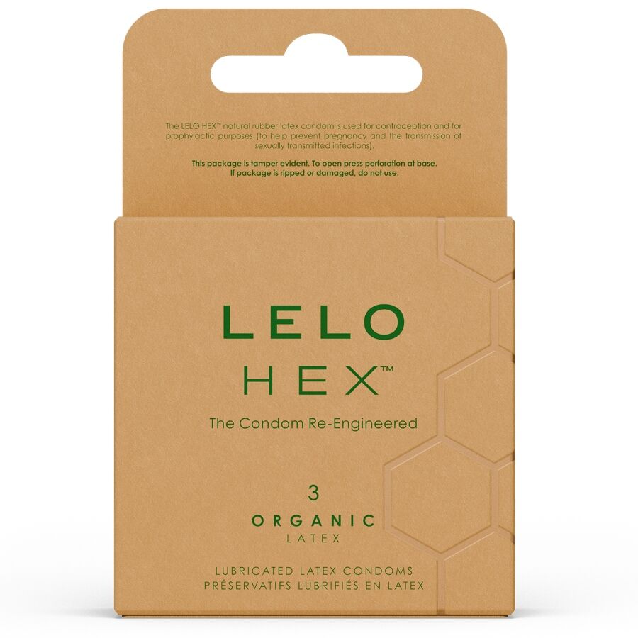 LELO HEX Organic - Preservativos de Lujo con Diseño Hexagonal (3 unidades)