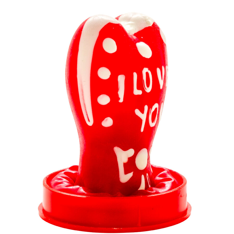 Condones Novelty Pintados a Mano Corazón I Love You - Condomerie