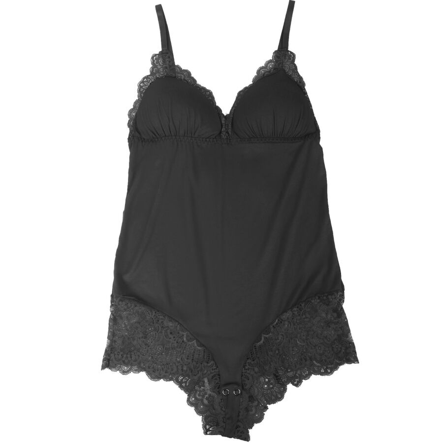 Teddy Black Floral Lace Subblime - Camisón Sensual con Encaje Beige L/XL