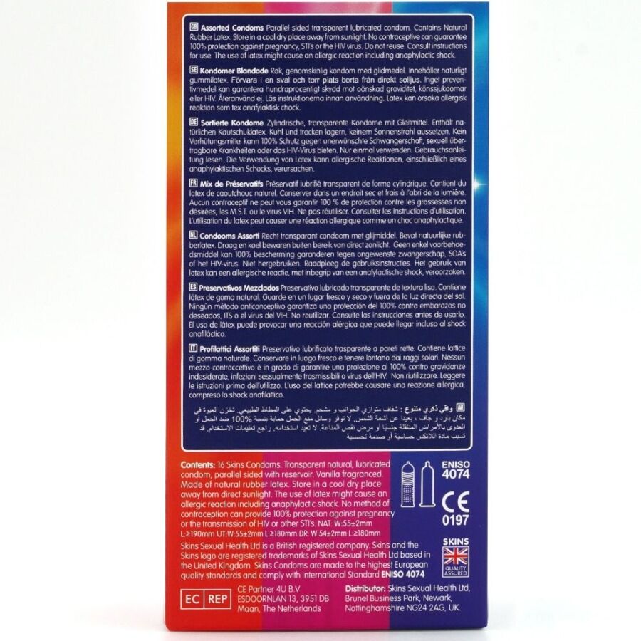 Skins Assorted Premium Condoms Pack 16 - Máxima Sensación