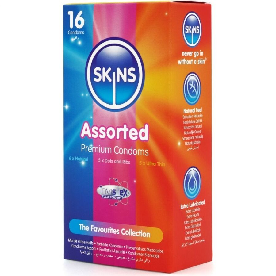 Skins Assorted Premium Condoms Pack 16 - Máxima Sensación