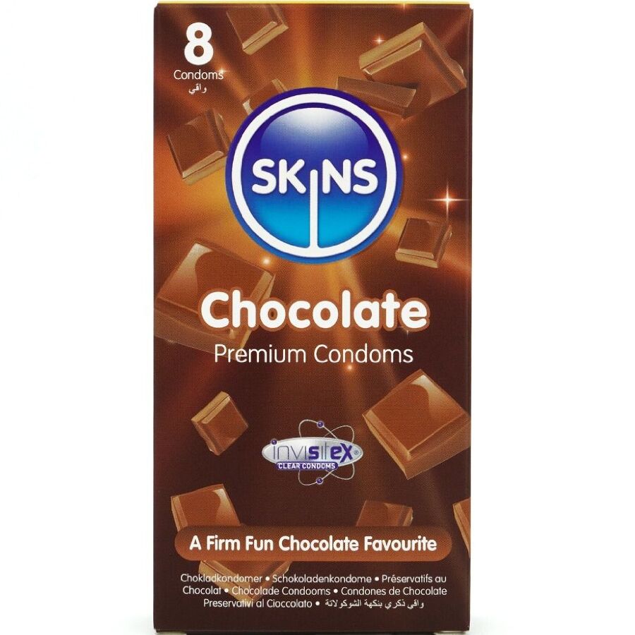 Skins Chocolate Premium Condoms Pack 8 - Preservativos con Sabor