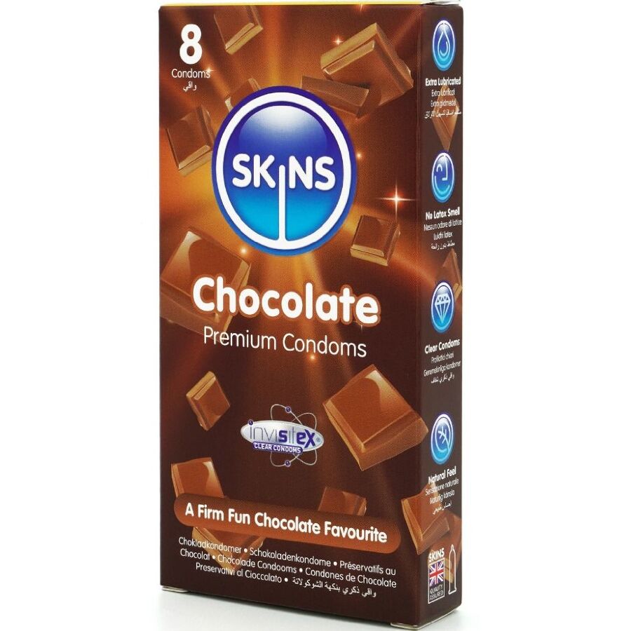 Skins Chocolate Premium Condoms Pack 8 - Preservativos con Sabor