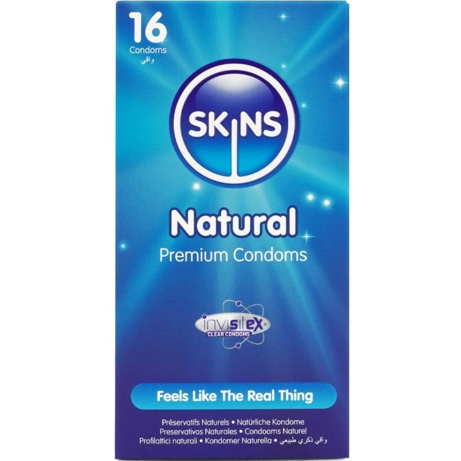 Skins Natural Premium Condoms Pack 16 - Preservativos de Latex Natural