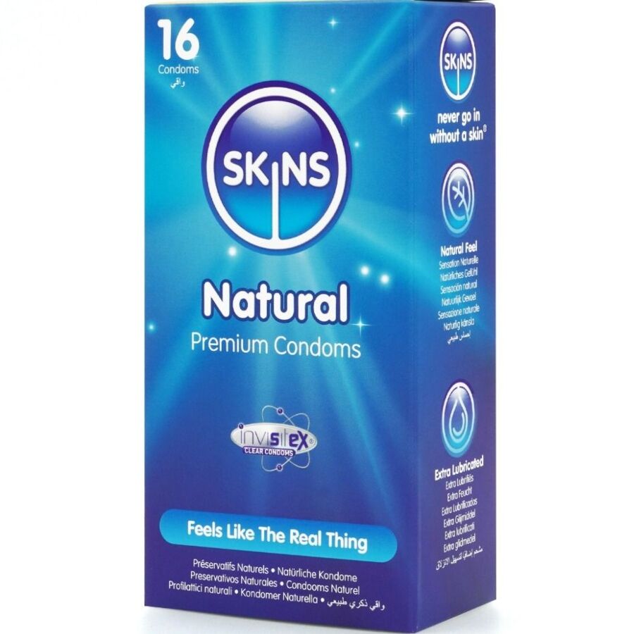 Skins Natural Premium Condoms Pack 16 - Preservativos de Latex Natural