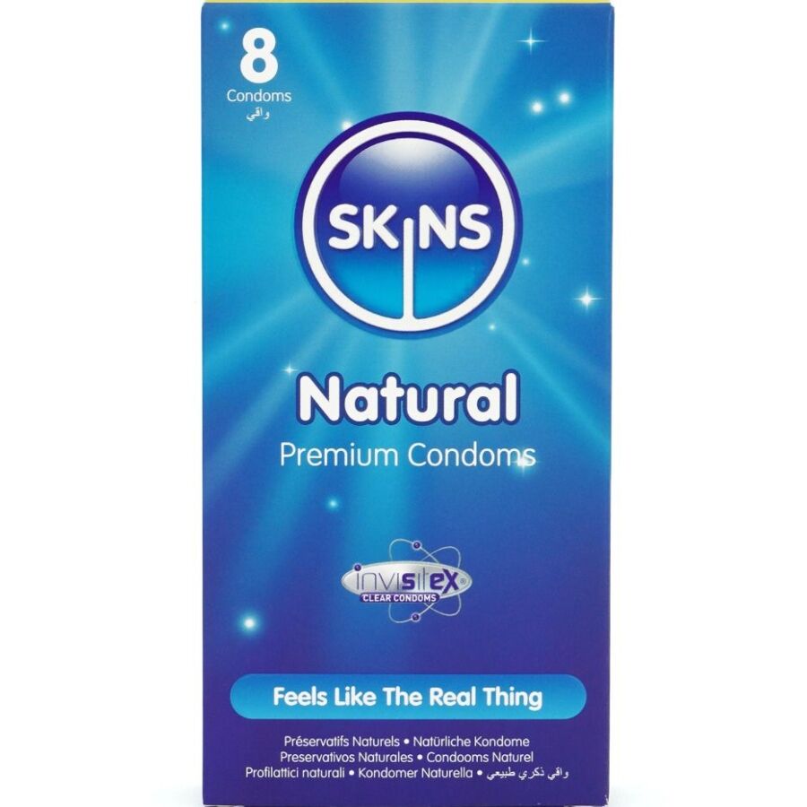 Skins Natural Premium Condoms Pack 8 - Preservativos de Látex Natural