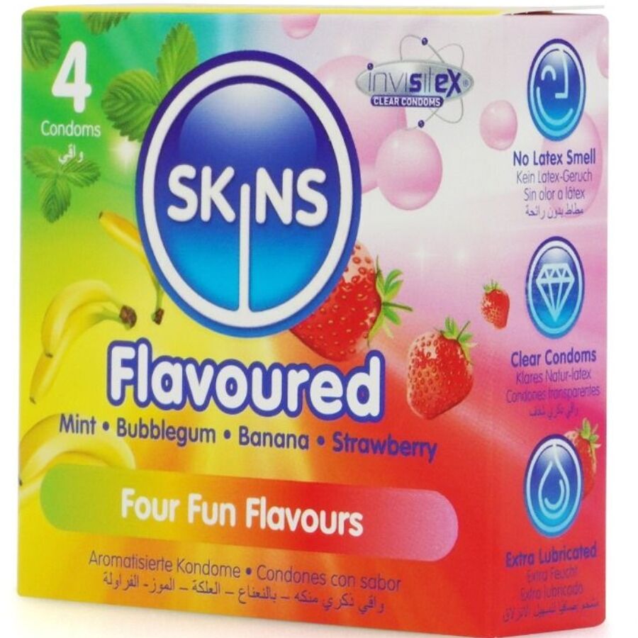 Skins Multi Flavors Premium Condoms Pack 4 - Preservativos de Sabores