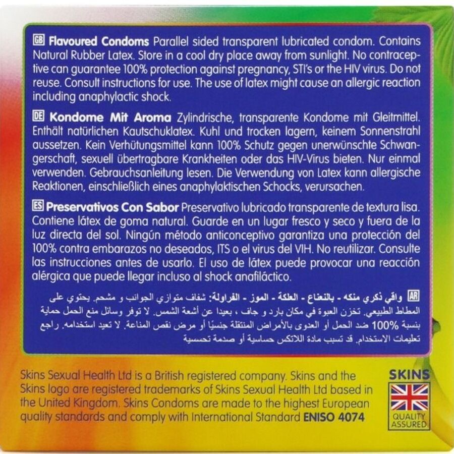 Skins Multi Flavors Premium Condoms Pack 4 - Preservativos de Sabores