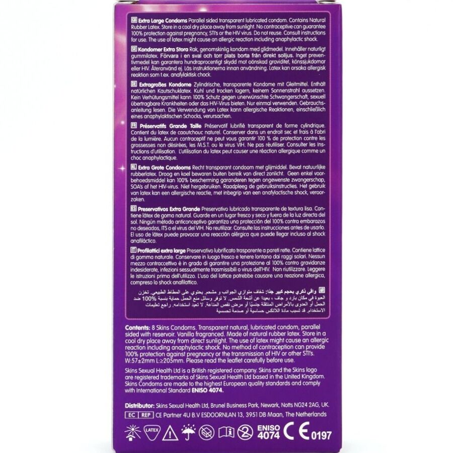 Skins Extra Large Premium Condoms - Pack 8 Unidades