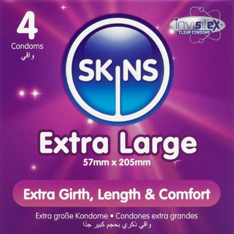 Skins Extra Large Premium Preservativos Latex XXL Pack 4