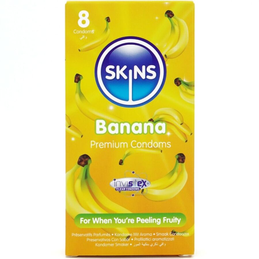 Skins Banana Premium Condoms Pack 8 - Preservativos Perfumados