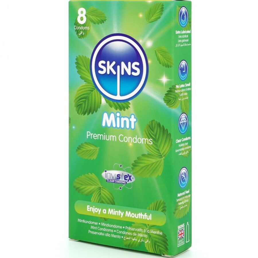 Skins Mint Premium Condoms Pack 8 - Preservativos Sabor Menta