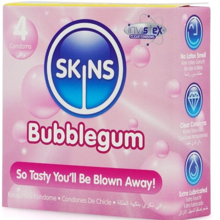 Skins Bubblegum Premium Condoms Pack 4 - Preservativos Aromatizados