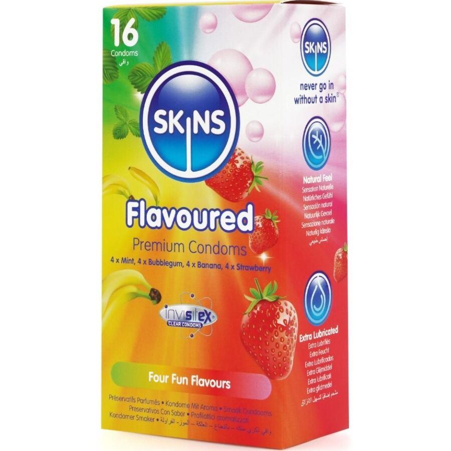 Skins Multi Flavors Premium Condoms Pack 16 - Preservativos de Sabores