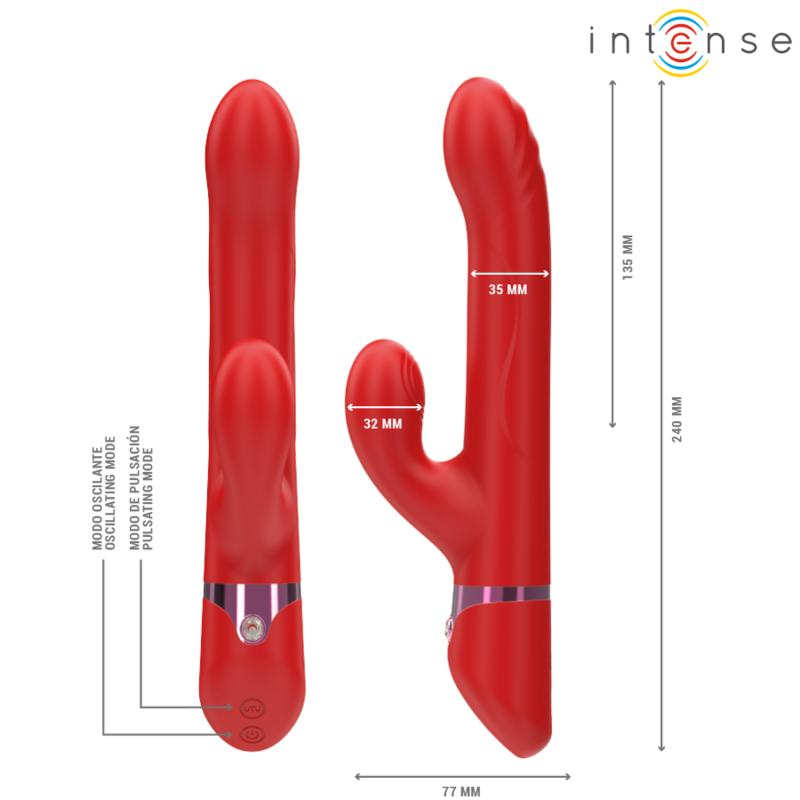 Intense Lele Vibrador Multifunción Rojo - Rotación y Oscilación