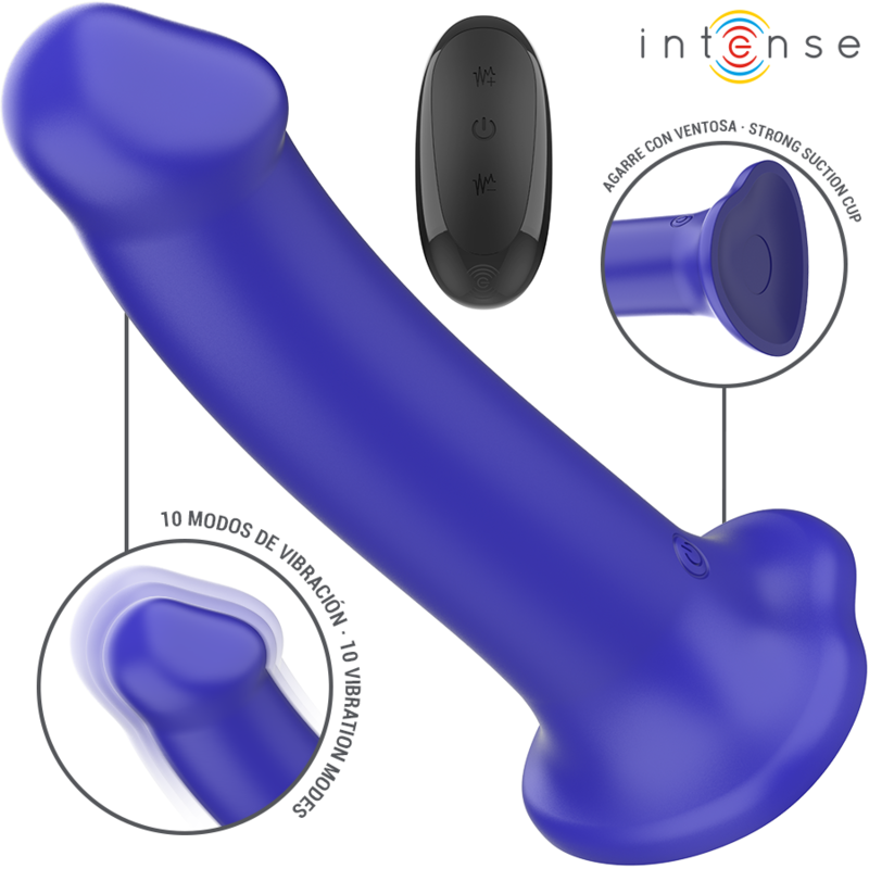 Intense Victoria Vibrador con Ventosa y Control Remoto 10 Funciones Azul