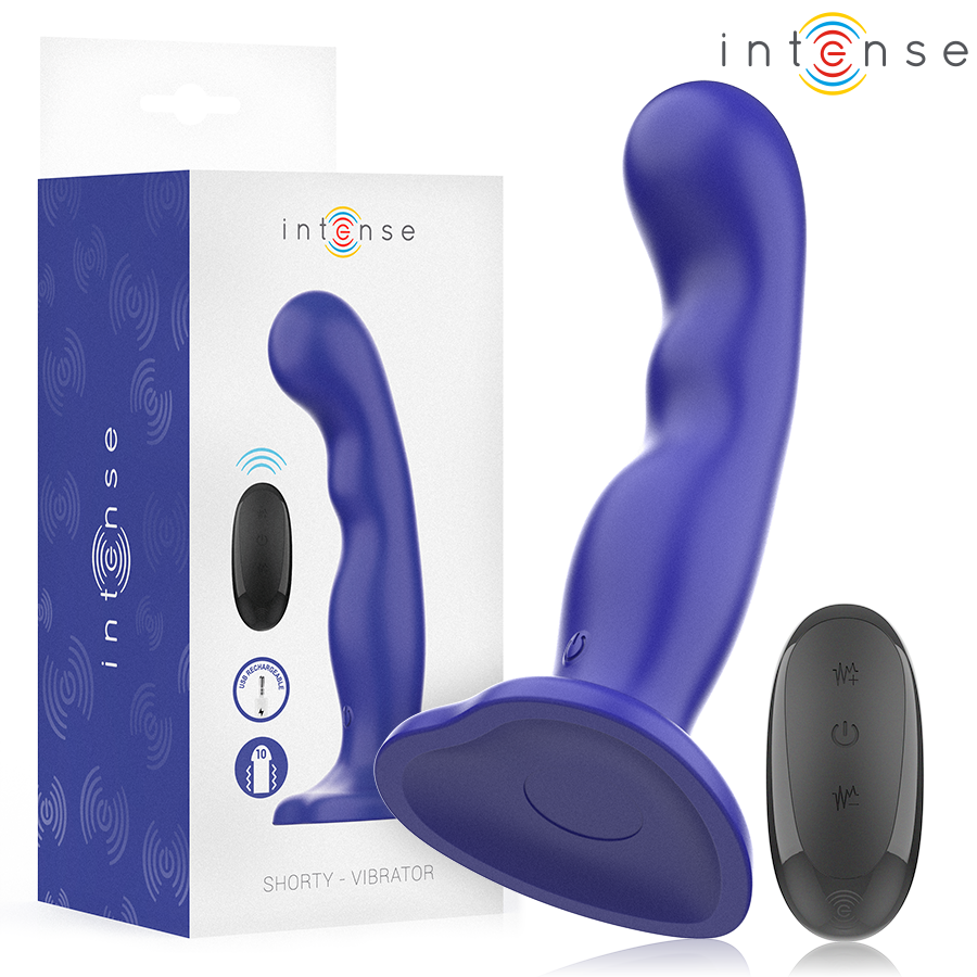 Intense Shorty Vibrator con Ventosa y Control Remoto Azul