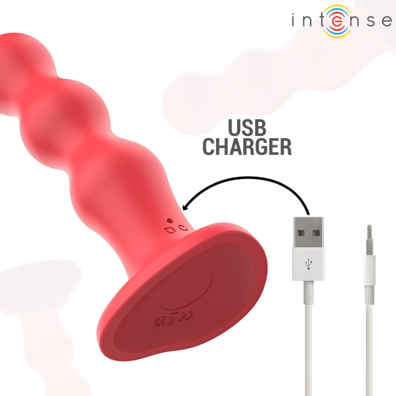 Vibrador Intense con Ventosa y Control Remoto Rojo