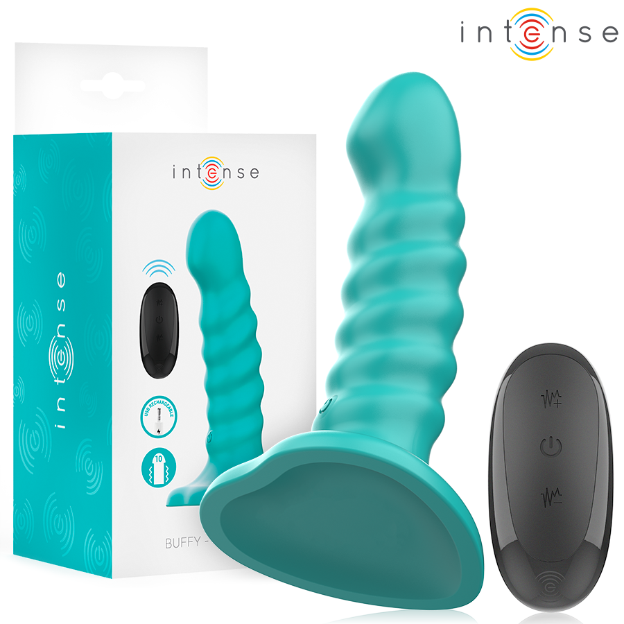 Intense Buffy Vibrator Tamaño S Diseño Espiral Control Remoto Azul