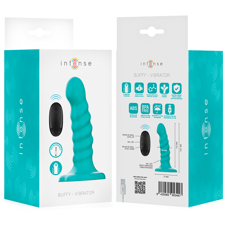 Intense Buffy Vibrator Tamaño S Diseño Espiral Control Remoto Azul