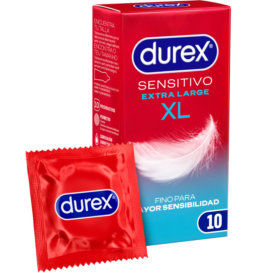 Durex Sensitive XL - Preservativos Extra Large 10 Unidades