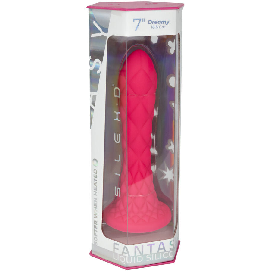 Silexd Dreamy Dildo Fantasy Silicona Líquida Termorreactiva Fucsia 18.5 cm