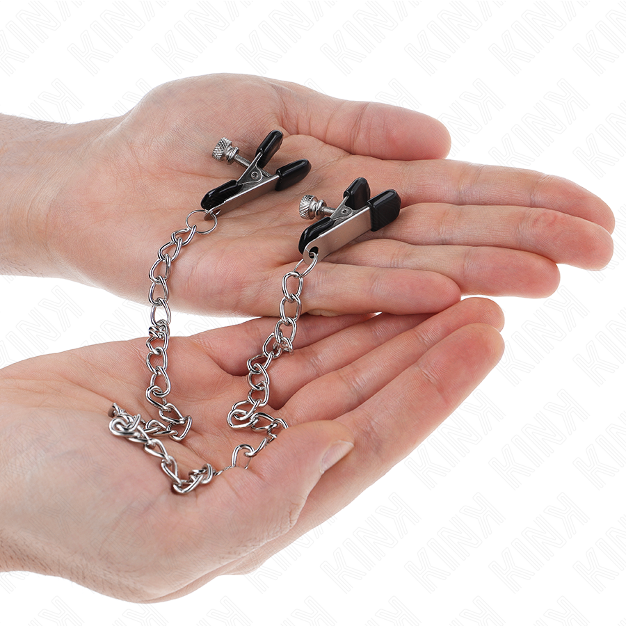 Kink Flat Chain Nipple Clamps Silver - Pinzas para Pezones con Cadena 34 cm