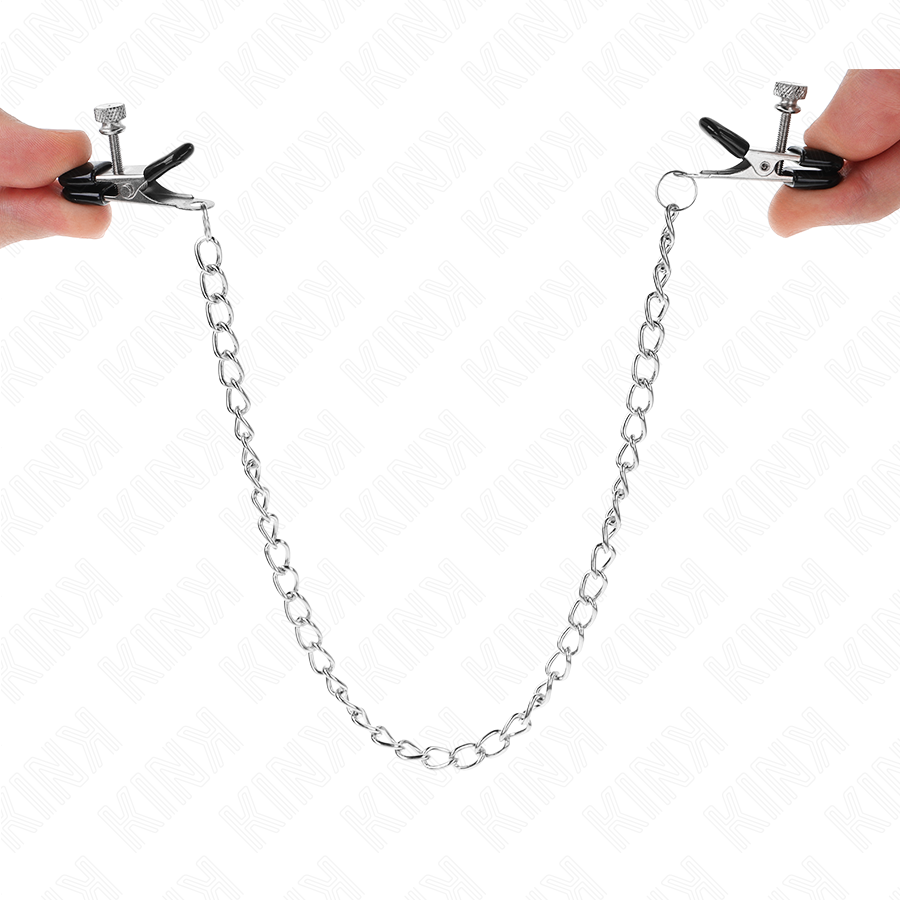Kink Flat Chain Nipple Clamps Silver - Pinzas para Pezones con Cadena 34 cm