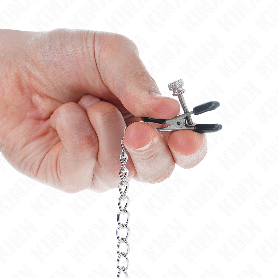 Kink Flat Chain Nipple Clamps Silver - Pinzas para Pezones con Cadena 34 cm