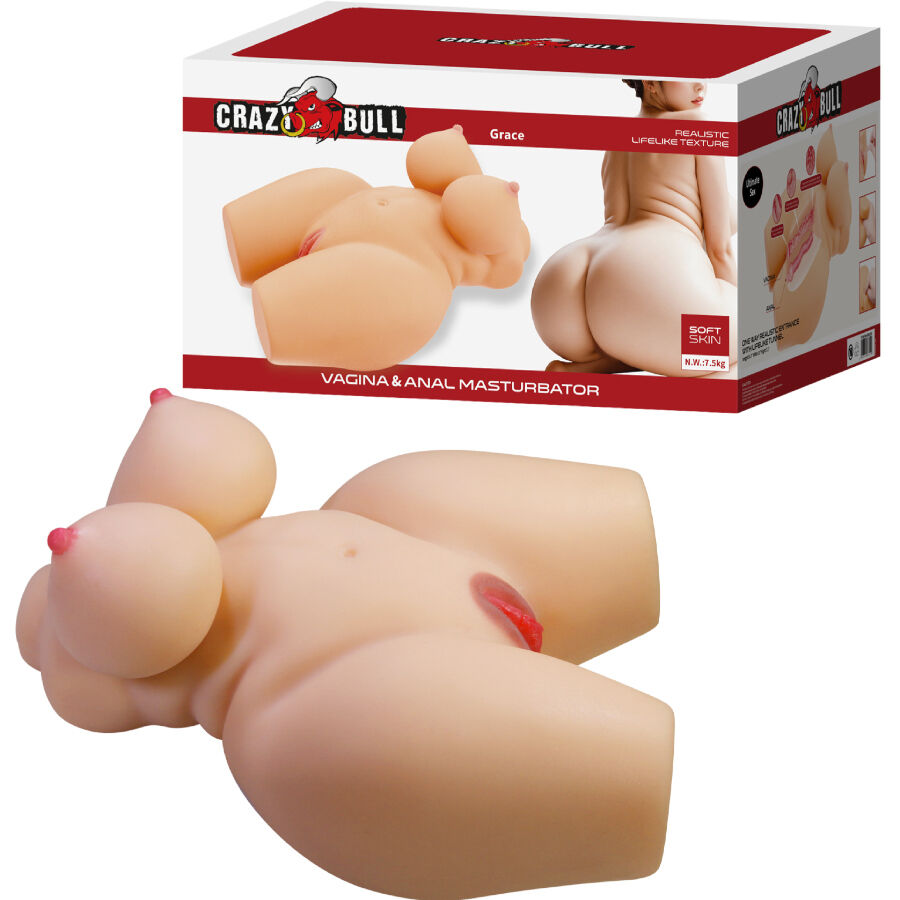 CRAZY BULL Grace - Torso Femenino Realista TPR con Doble Estimulación
