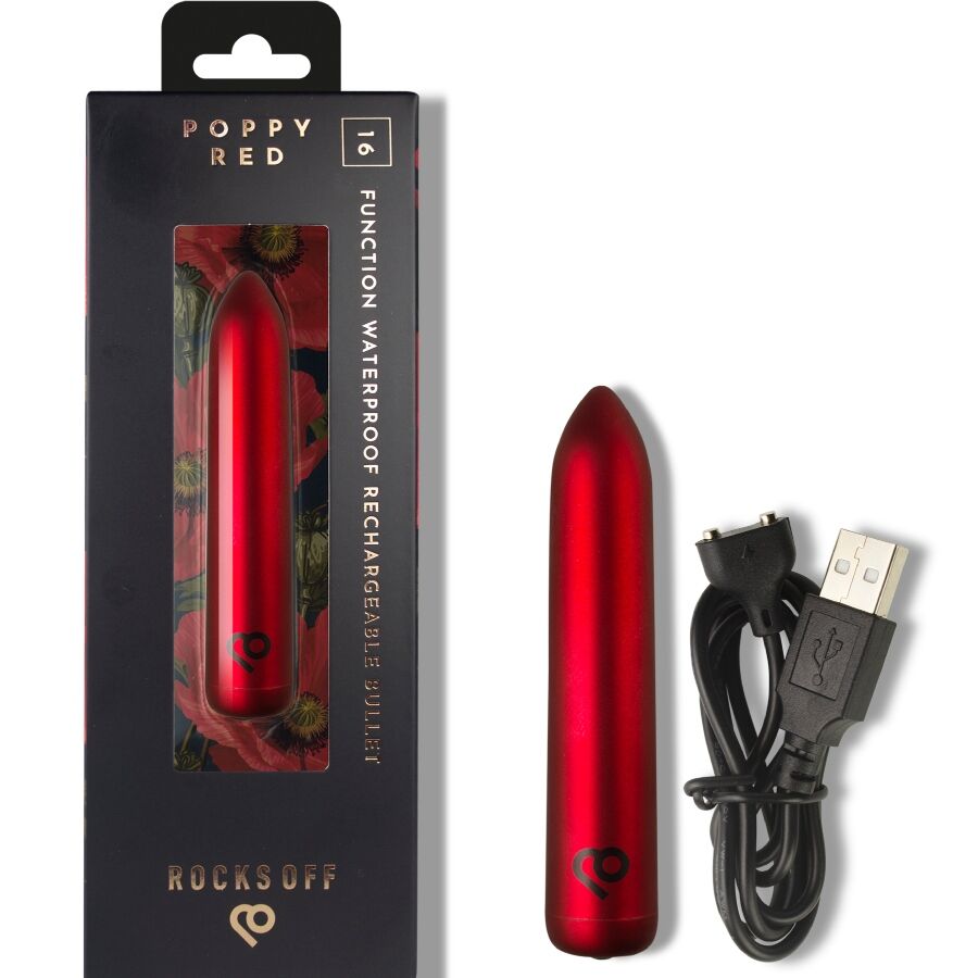 Rocks-Off Rechargeable Vibrating Bullet Poppy Red