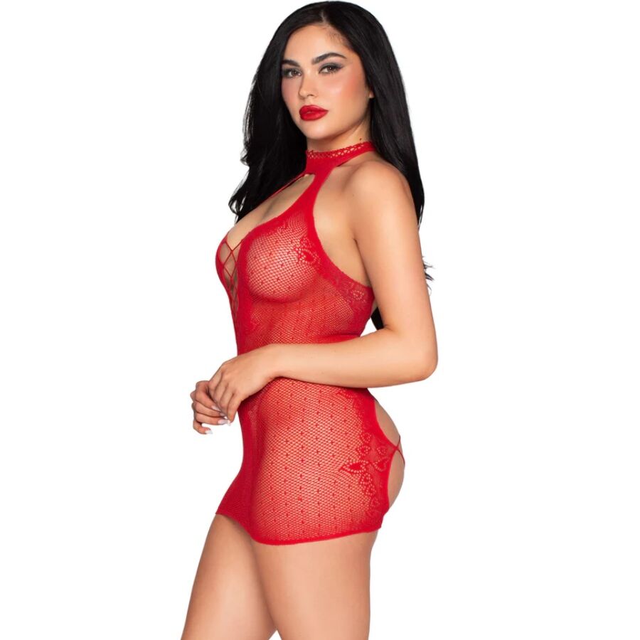 Leg Avenue Halter Mini Dress Red - Vestido de Lencería Sexy One Size