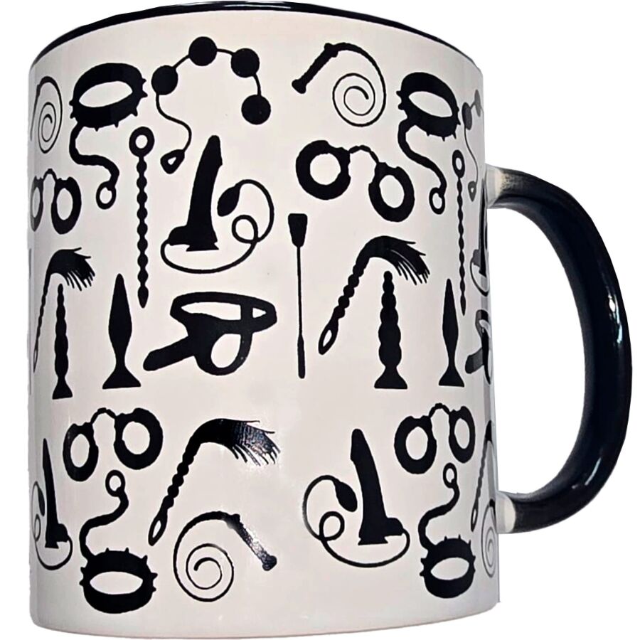 Taza Blanca Diablo Picante 370 ml con Asa Negra