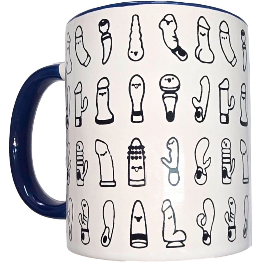 Taza Diablo Picante White Vibrators con Asa Azul 370 ml