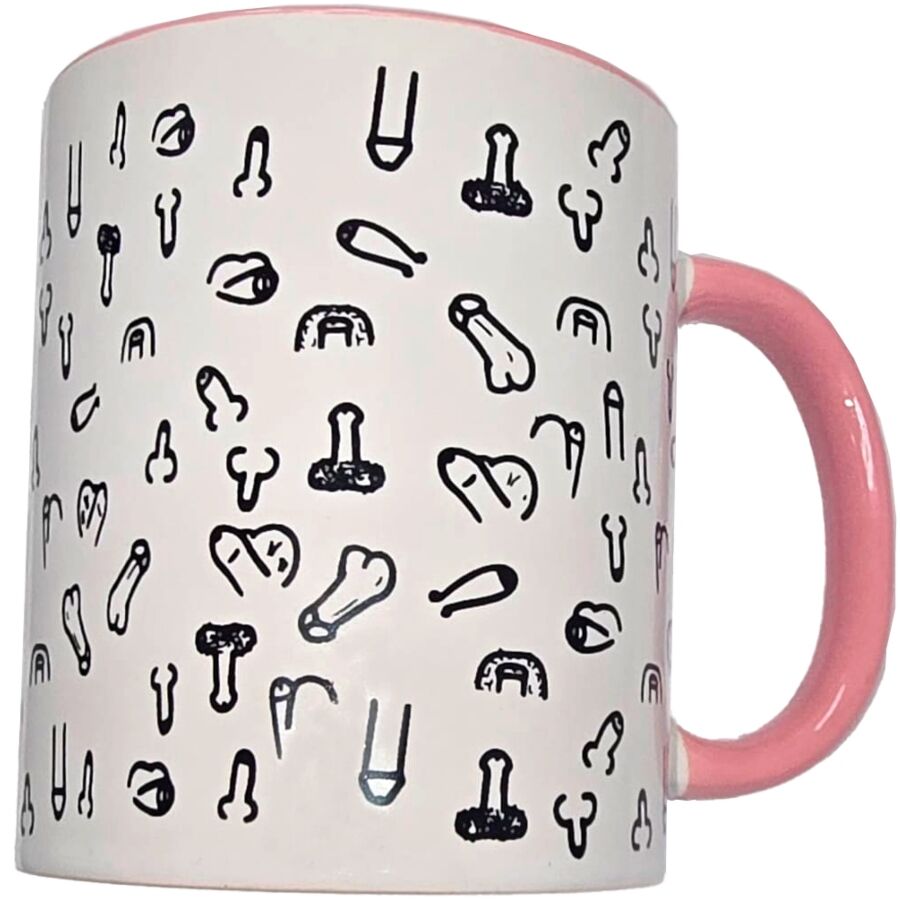 Taza Diablo Picante Blanca con Asa Rosa 370 ml