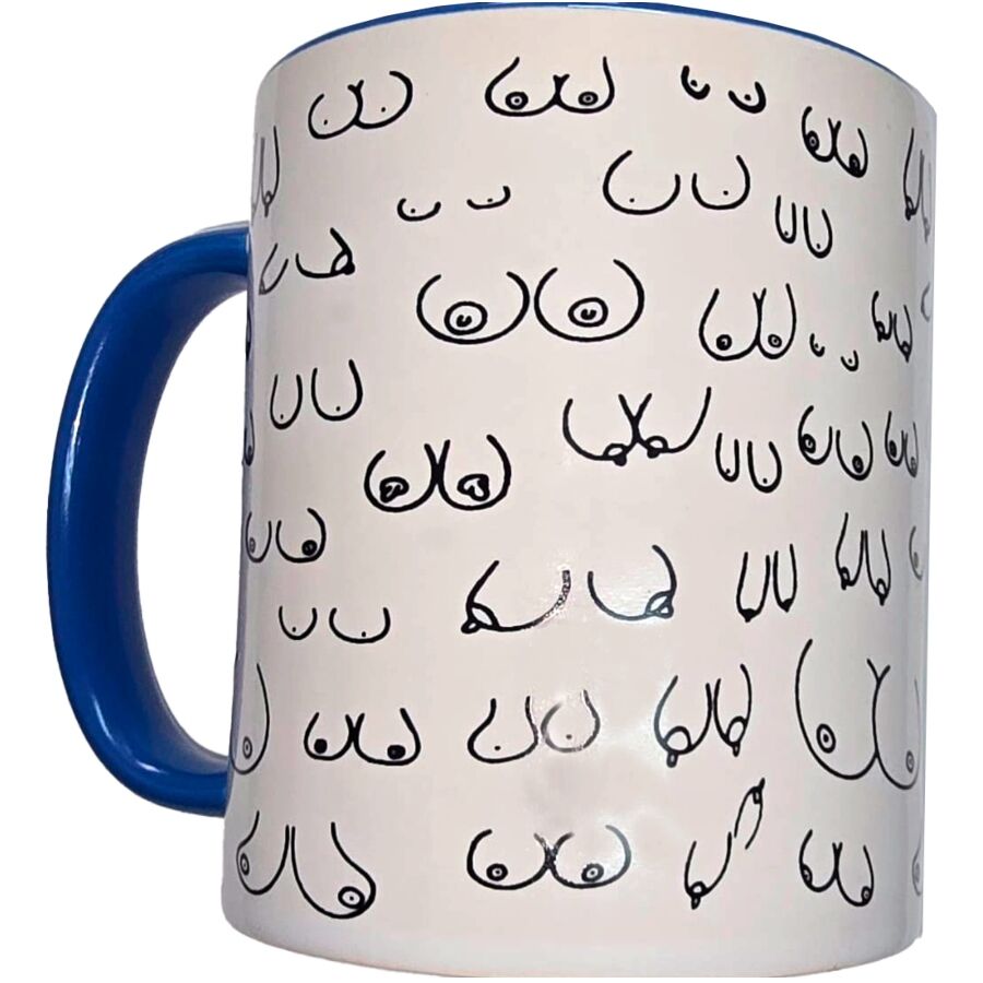 Taza Diablo Picante White Boobs 370 ml con Asa Azul