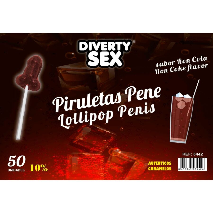 Diablo Goloso - 50 Chupetines Ron Cola 10% Alcohol