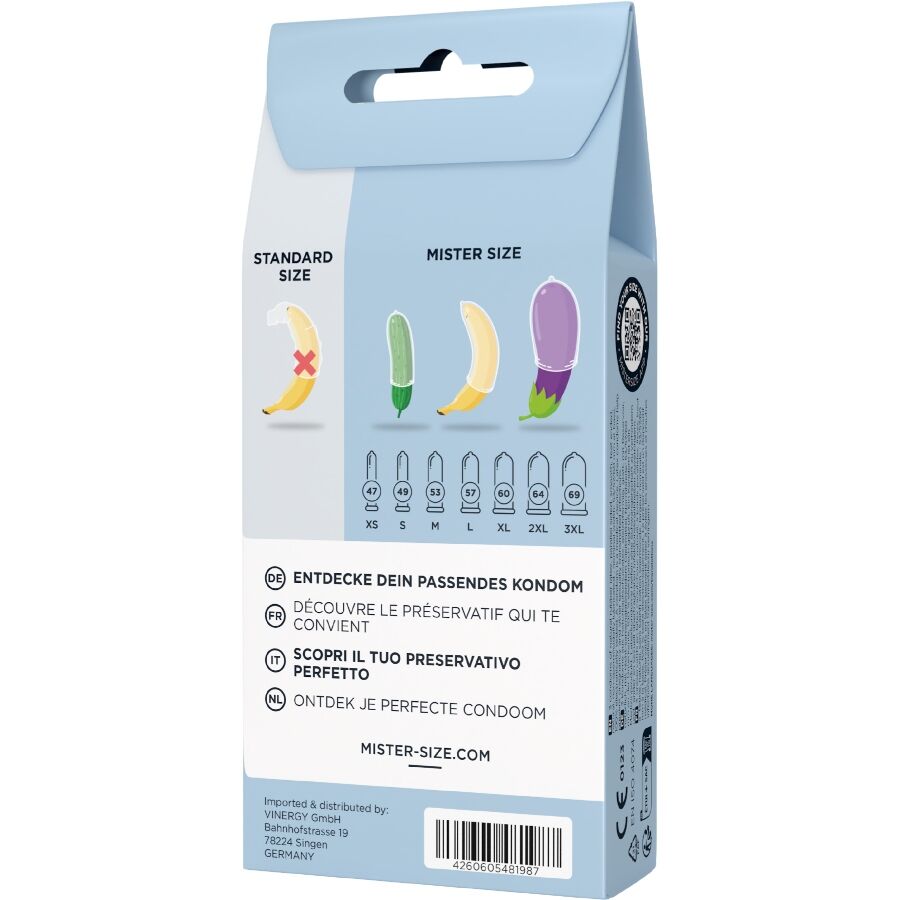 Mister Size Test Set - Kit de 3 Condones de Diferentes Tamaños + Cinta Métrica