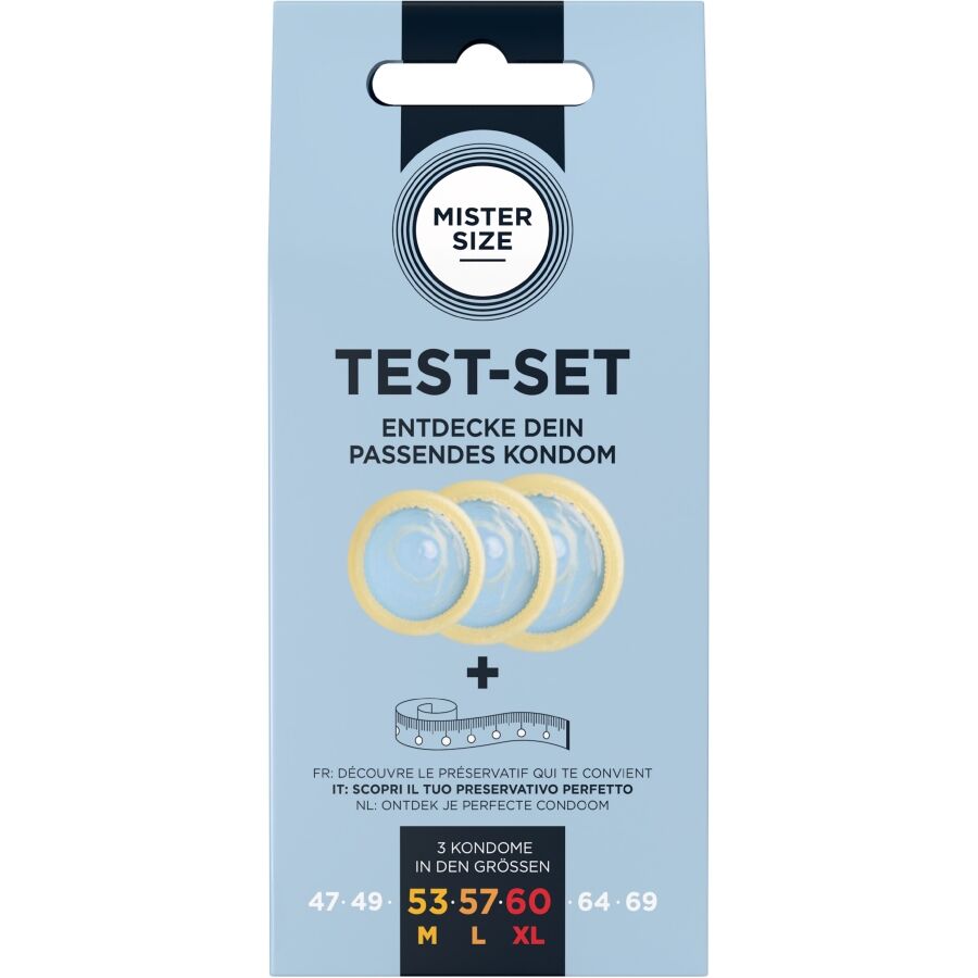 Mister Size Test Set - Kit de 3 Condones de Diferentes Tamaños + Cinta Métrica