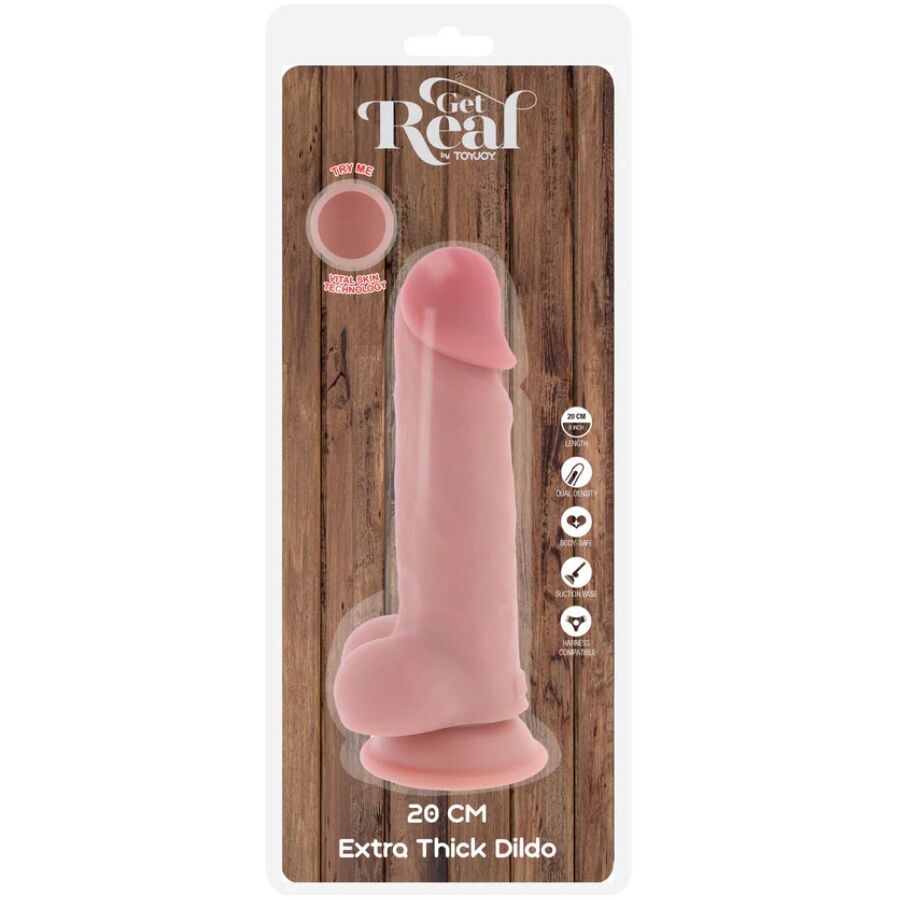 Get Real Deluxe Realista con Testículos Extra Grueso 20 cm